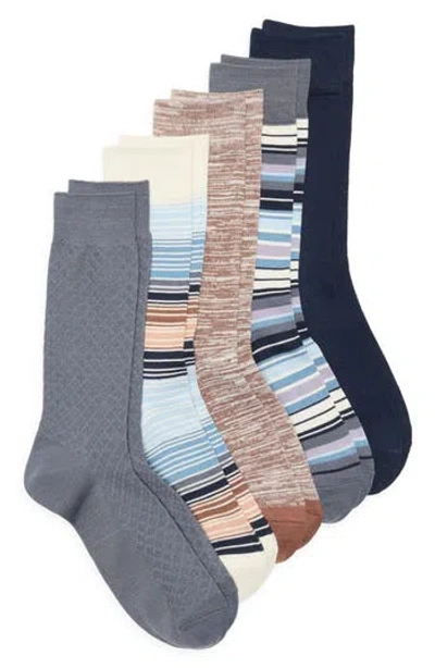 Nordstrom Rack 5-pack Assorted Ultrasoft Feeder Stripe Crew Socks In Gray