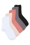 Nordstrom Rack 5-pack Dressy Rib Quarter Socks In Lavender -coral Multi