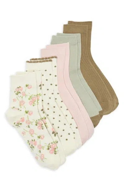 Nordstrom Rack 5-pack Floral Scallop Dress Socks In Multi