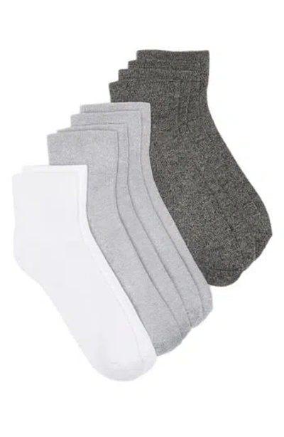 Nordstrom Rack 5-pack Pillow Sole Quarter Socks In Grey Heather -white
