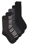 Nordstrom Rack 5-pack Stripe Diamond Dress Socks In Black -grey Multi