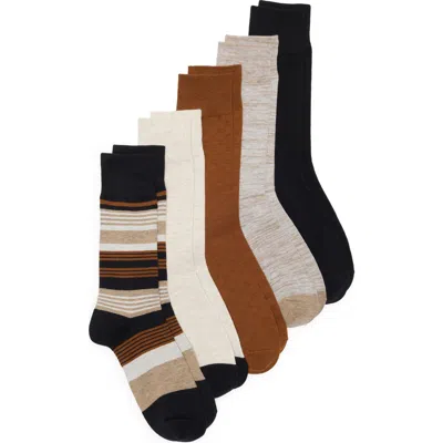 Nordstrom Rack 5-pack Assorted Dress Socks In Brown Temple Stripes