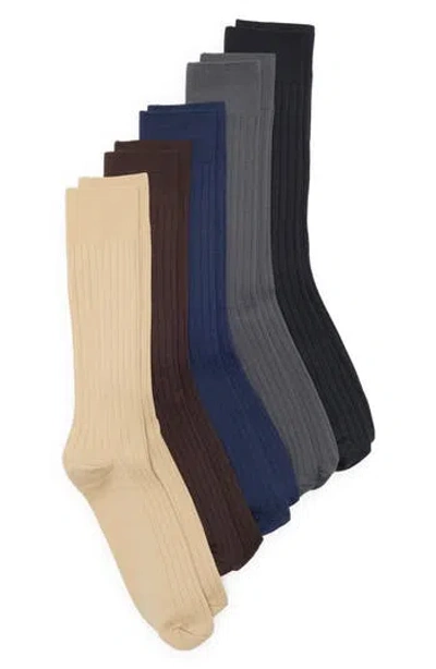 Nordstrom Rack 5-pack Assorted Dress Socks In Navy Brown Multi