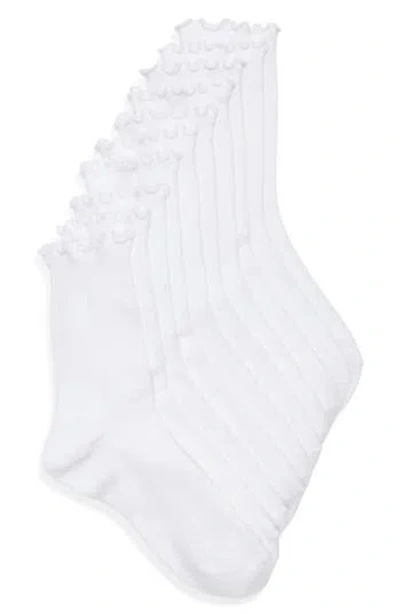 Nordstrom Rack 5-pack Demi Lettuce Edge Crew Socks In White