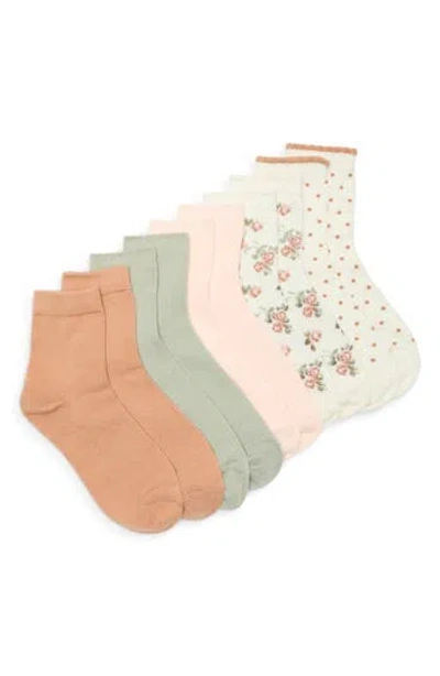 Nordstrom Rack 5-pack Floral Scallop Dress Socks In Multi