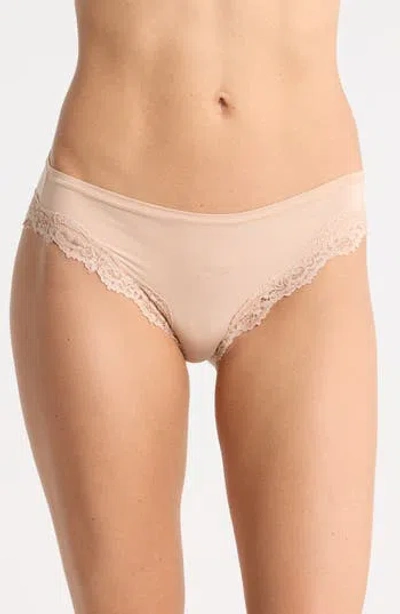 Nordstrom Rack 5-pack Ultimate Stretch Lace Trim Bikini Panties In Nude Multi