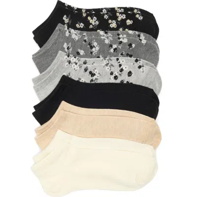 Nordstrom Rack 6-pack Floral Waffle Knit Ankle Socks In Multi