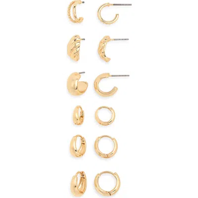Nordstrom Rack 6-pack Huggie Hoop Earrings In Gold