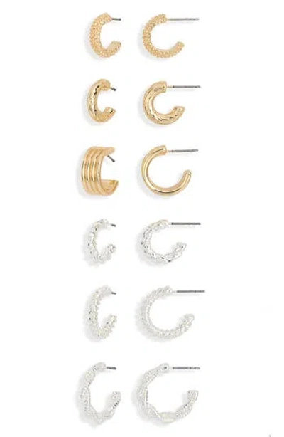 Nordstrom Rack 6-pack Mixed Hoop Earrings In Gold