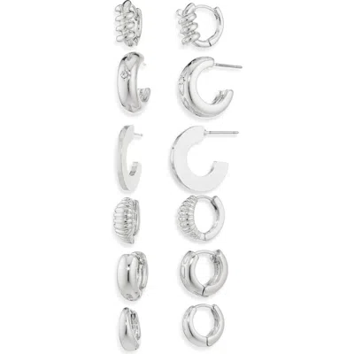 Nordstrom Rack 6-pack Assorted Hoop Earrings In Metallic