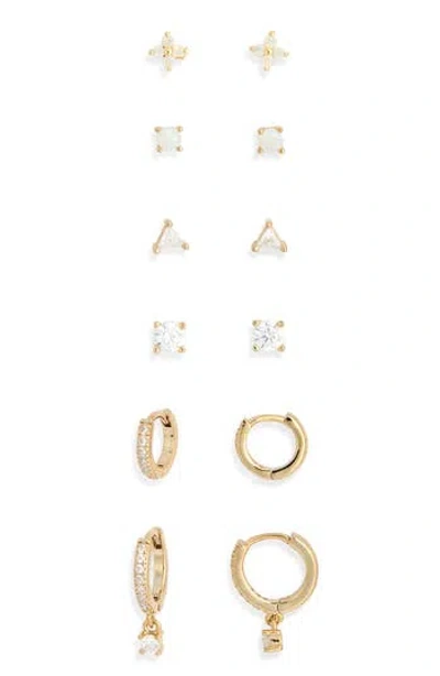 Nordstrom Rack 6-pack Mixed Stud & Hoop Earrings In Gold