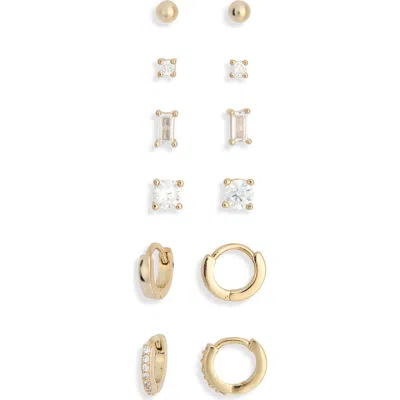 Nordstrom Rack 6-pack Mixed Stud & Hoop Earrings In Gold