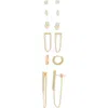 Nordstrom Rack 6pr Cz Huggie Pave Bar Ear Set In Clear- Gold