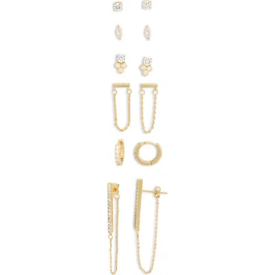 Nordstrom Rack 6pr Cz Huggie Pave Bar Ear Set In Gold