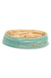 Nordstrom Rack 7-pack Crystal Stretch Bracelets In Green