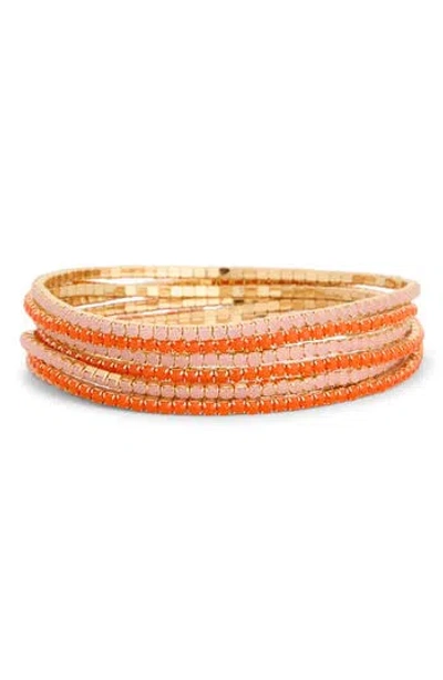 Nordstrom Rack 7-pack Crystal Stretch Bracelets In Orange