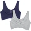 Nordstrom Rack Assorted 2-pack Modal Textured Bralettes In Grey Heather -navy