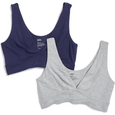 Nordstrom Rack Assorted 2-pack Modal Textured Bralettes In Grey Heather -navy