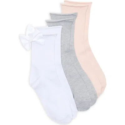 Nordstrom Rack Assorted 3-pack Bow Back Glitter Demi Crew Socks In Multi