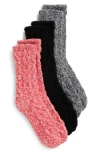 Nordstrom Rack Assorted 3-pack Cable Butter Socks In Red Rush Marl -black Multi