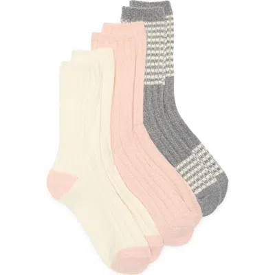 Nordstrom Rack Assorted 3-pack Crew Socks In Pink