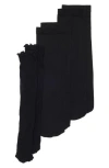 Nordstrom Rack Assorted 3-pack Lace & Opaque Anklet Socks In Black