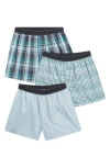 Nordstrom Rack Assorted 3-pack Modern Fit Woven Boxers In Blue Microgrid Multi