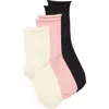 Nordstrom Rack Assorted 3-pack Roll Top Demi Crew Socks In Multi