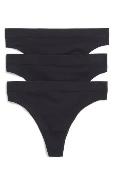 Nordstrom Rack Assorted 3-pack Seamless Thongs In Black