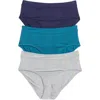 Nordstrom Rack Assorted 3-pack Textured Briefs In Grey Heather -teal Multi