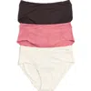 Nordstrom Rack Assorted 3-pack Textured Briefs In Ivory Egret -brown Multi