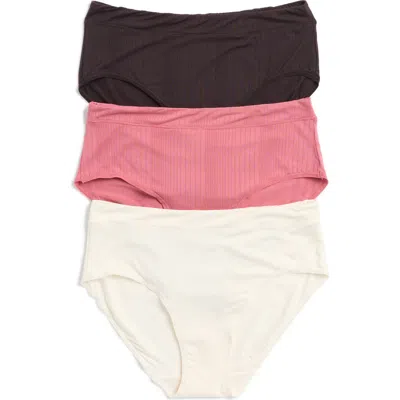 Nordstrom Rack Assorted 3-pack Textured Briefs In Ivory Egret -brown Multi