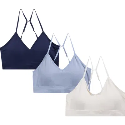 Nordstrom Rack Assorted 3-pack Everyday Bralettes In Blue