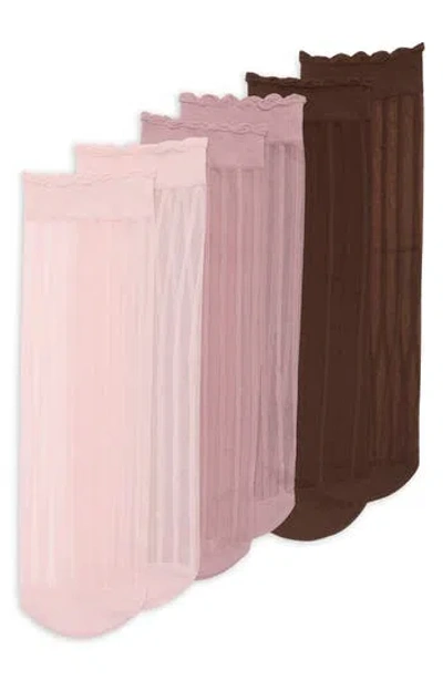 Nordstrom Rack Assorted 3-pack Sheer Rib Lace Socks In Multi