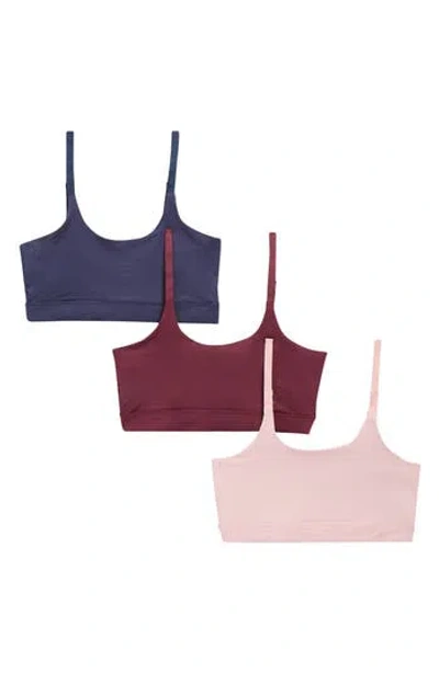 Nordstrom Rack Assorted 3-pack Ultimate Stretch Bralettes In Navy- Burgundy Multi