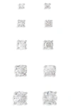 Nordstrom Rack Assorted 5-pack Cubic Zirconia Round Stud Earrings In Metallic