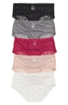 Nordstrom Rack Assorted 5-pack Lace Hipster Briefs In Black