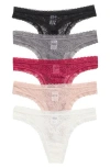Nordstrom Rack Assorted 5-pack Lace Thongs In Multi