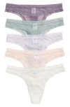 Nordstrom Rack Assorted 5-pack Lace Thongs In Multi