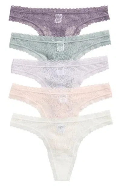 Nordstrom Rack Assorted 5-pack Lace Thongs In Multi