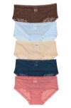 Nordstrom Rack Assorted 5-pack Lace Hipster Briefs In Multi