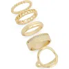 Nordstrom Rack Assorted 5-pack Ring Set In Gold