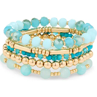 Nordstrom Rack Assorted 5-pack Stretch Bracelets In Blue