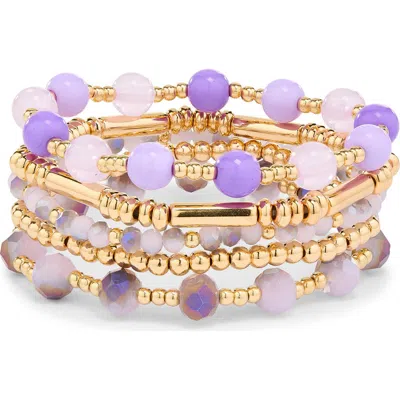 Nordstrom Rack Assorted 5-pack Stretch Bracelets In Gold