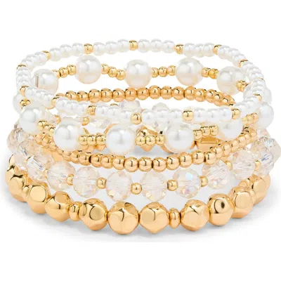 Nordstrom Rack Assorted 5-pack Stretch Bracelets In Gold