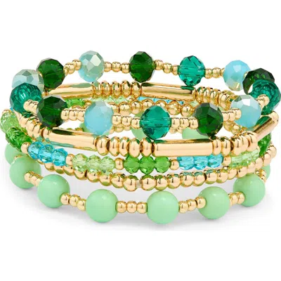 Nordstrom Rack Assorted 5-pack Stretch Bracelets In Green