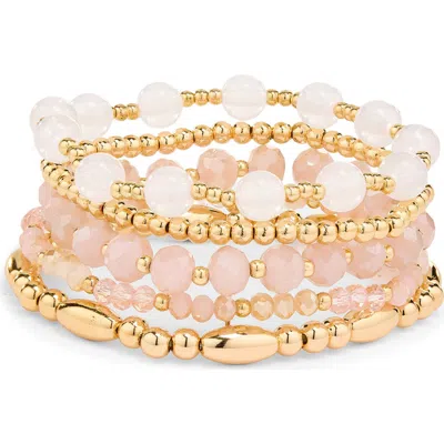 Nordstrom Rack Assorted 5-pack Stretch Bracelets In Gold
