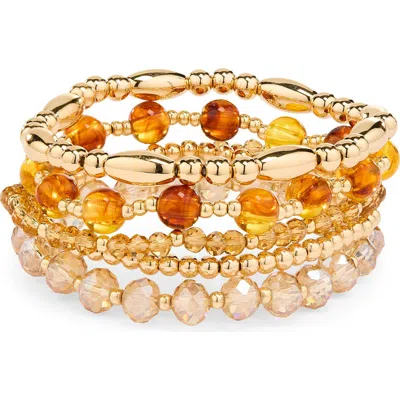 Nordstrom Rack Assorted 5-pack Stretch Bracelets In Gold