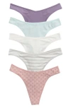 Nordstrom Rack Assorted 5-pack Stretch Cotton Thongs In Multi