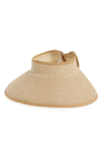 Nordstrom Rack Back Bow Straw Visor In Brown